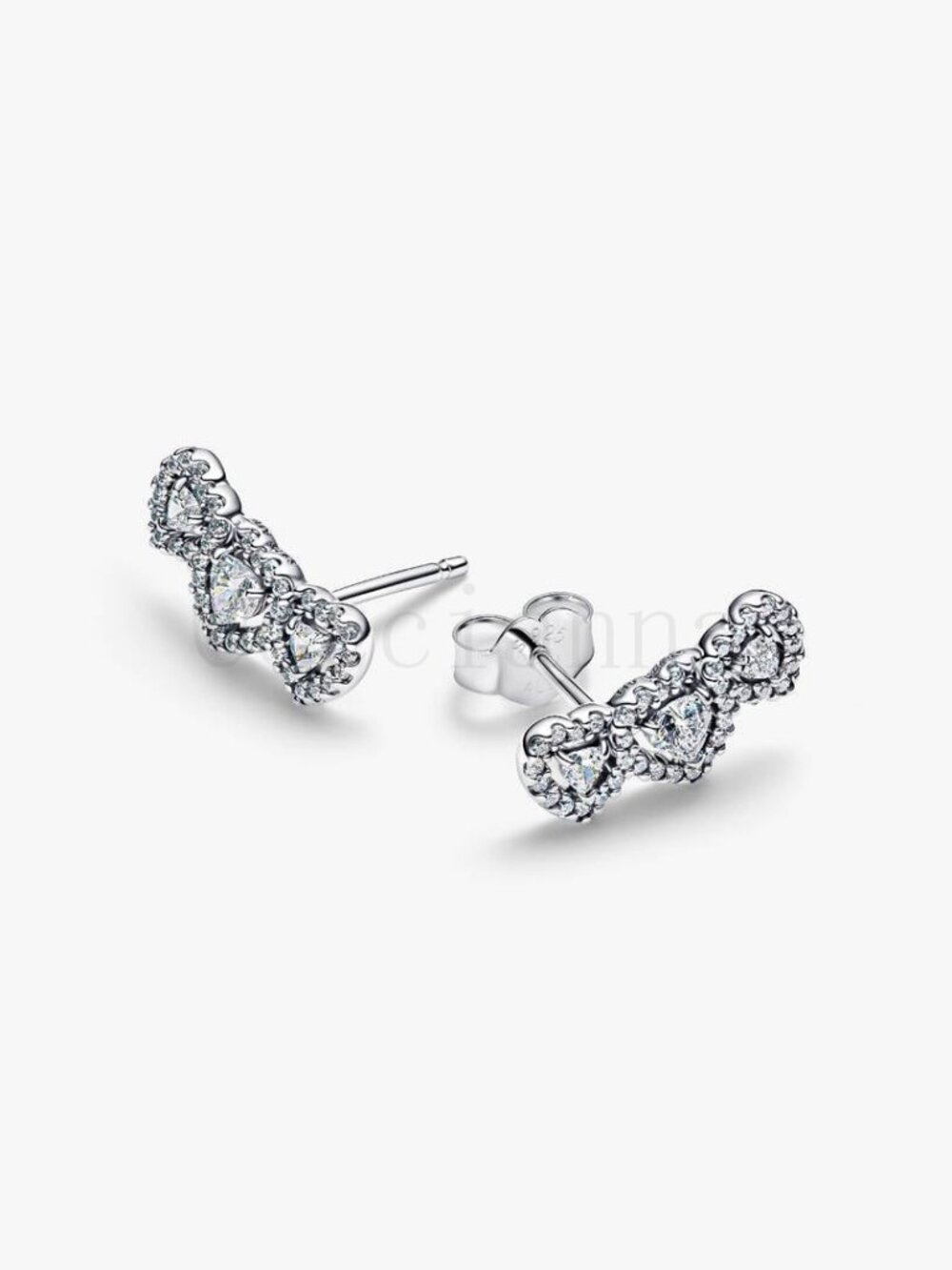 Pandora Halo Heart Trilogy Stud Earrings